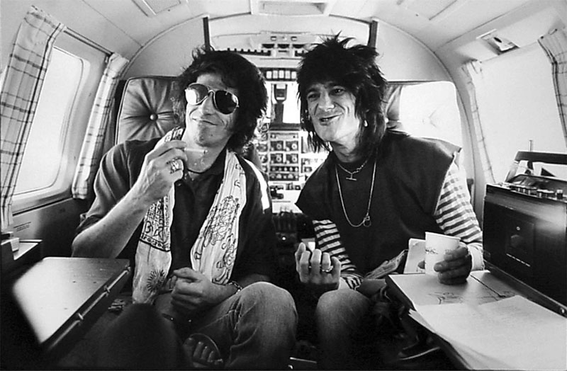 Keith Richards and Ron Wood in Learjet, Los Angeles, CA, 1979